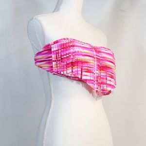 Hawaiian Tropic Fringed Pink Red Swim Suit Top Size XL